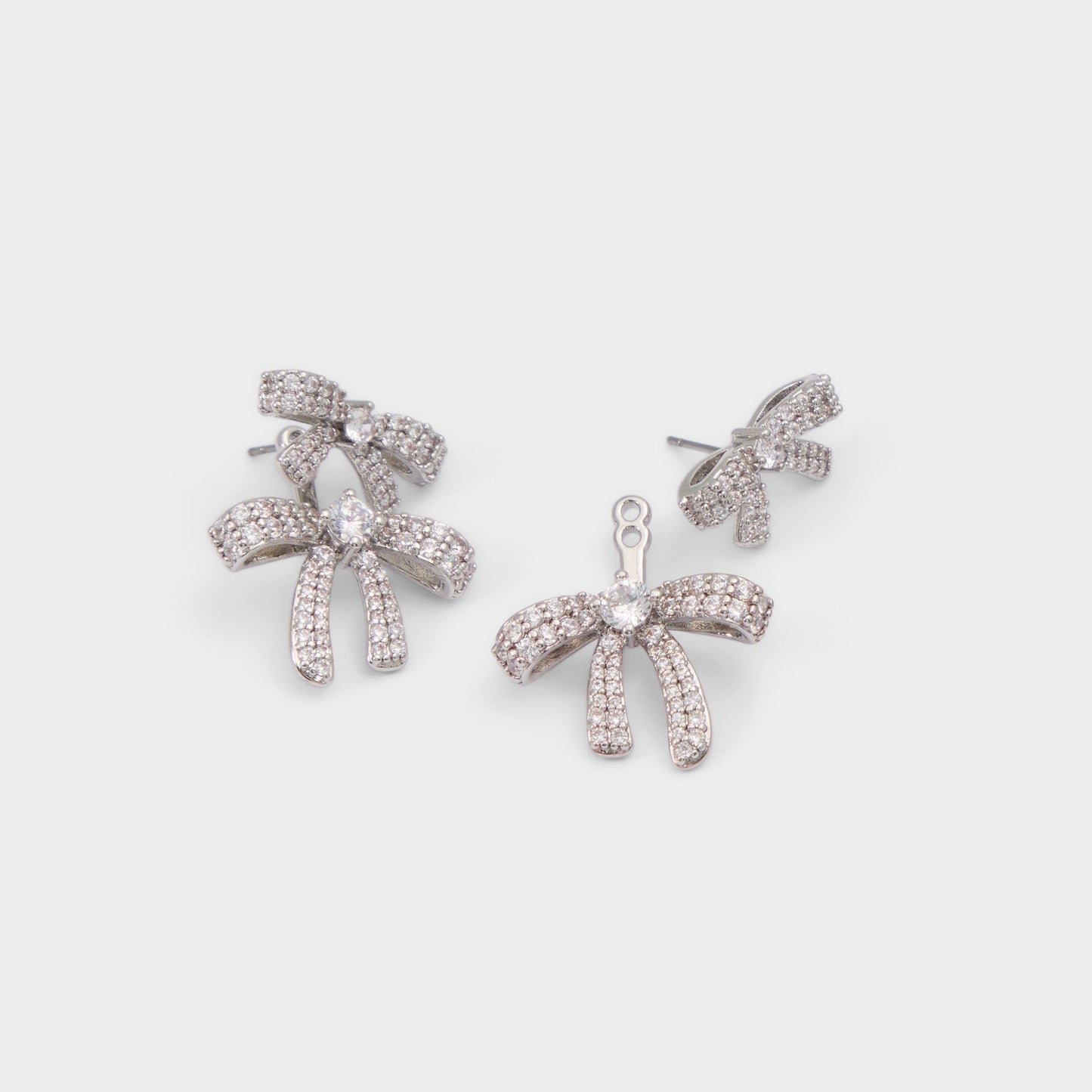 Bows in Silver Clear Multi - Earrings - Silver/clear multi