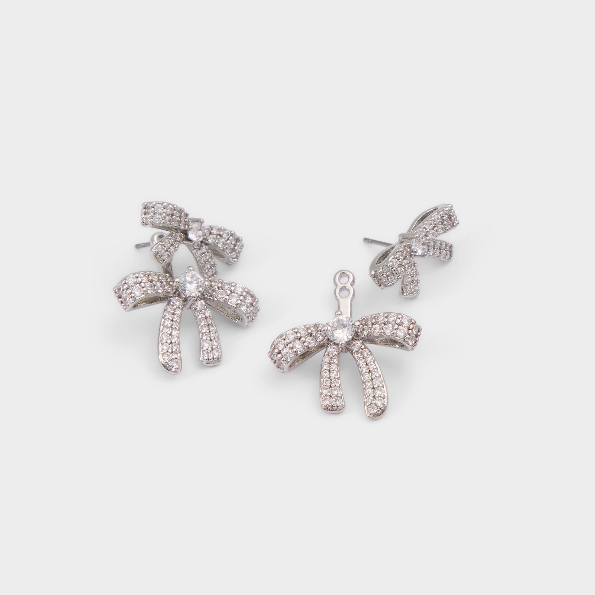 Bows in Silver Clear Multi - Earrings - Silver/clear multi