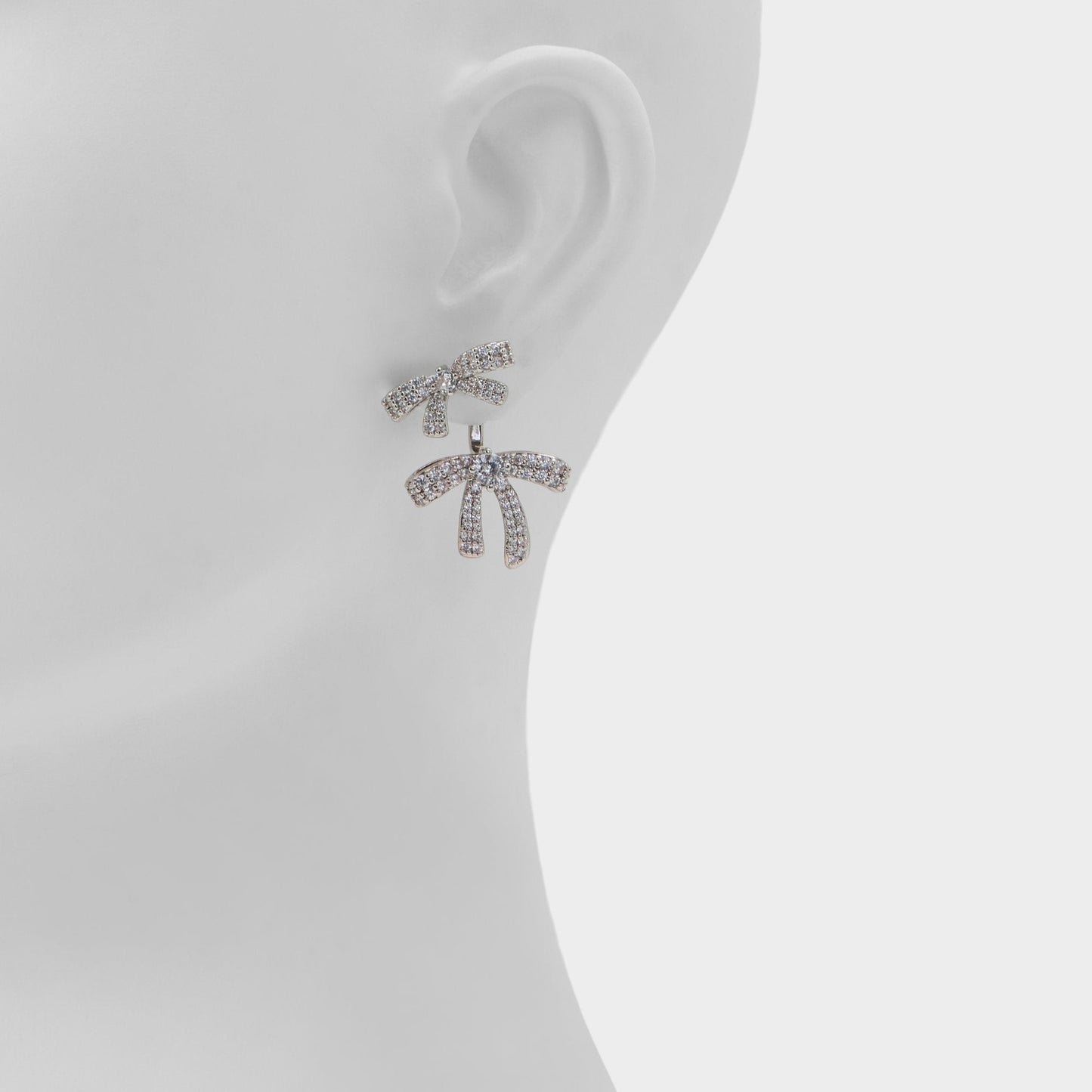 Bows in Silver Clear Multi - Earrings - Silver/clear multi