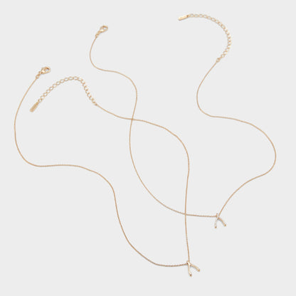 Makeawish Gold/Clear Multi Women's Necklaces - Gift set - Gold/Clear Multi
