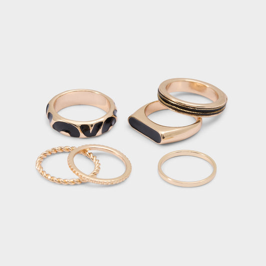 Wildora in Black Gold Multi - Stackable rings - Black/Gold Multi