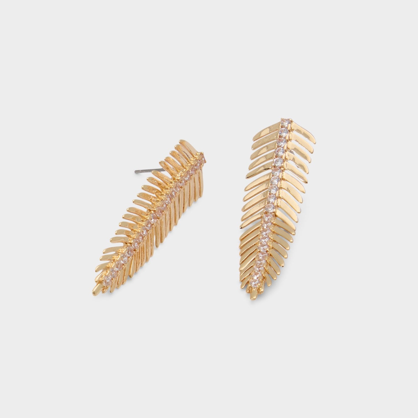 Feathers in Gold Clear Multi - Earrings - Gold/clear multi