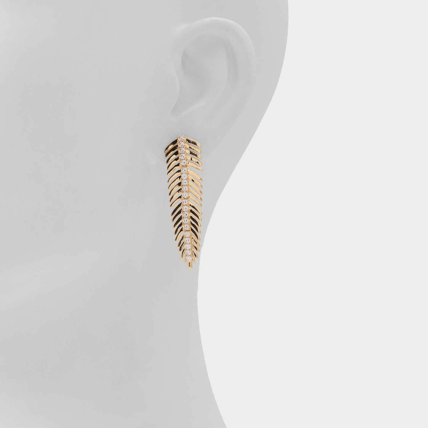 Feathers in Gold Clear Multi - Earrings - Gold/clear multi