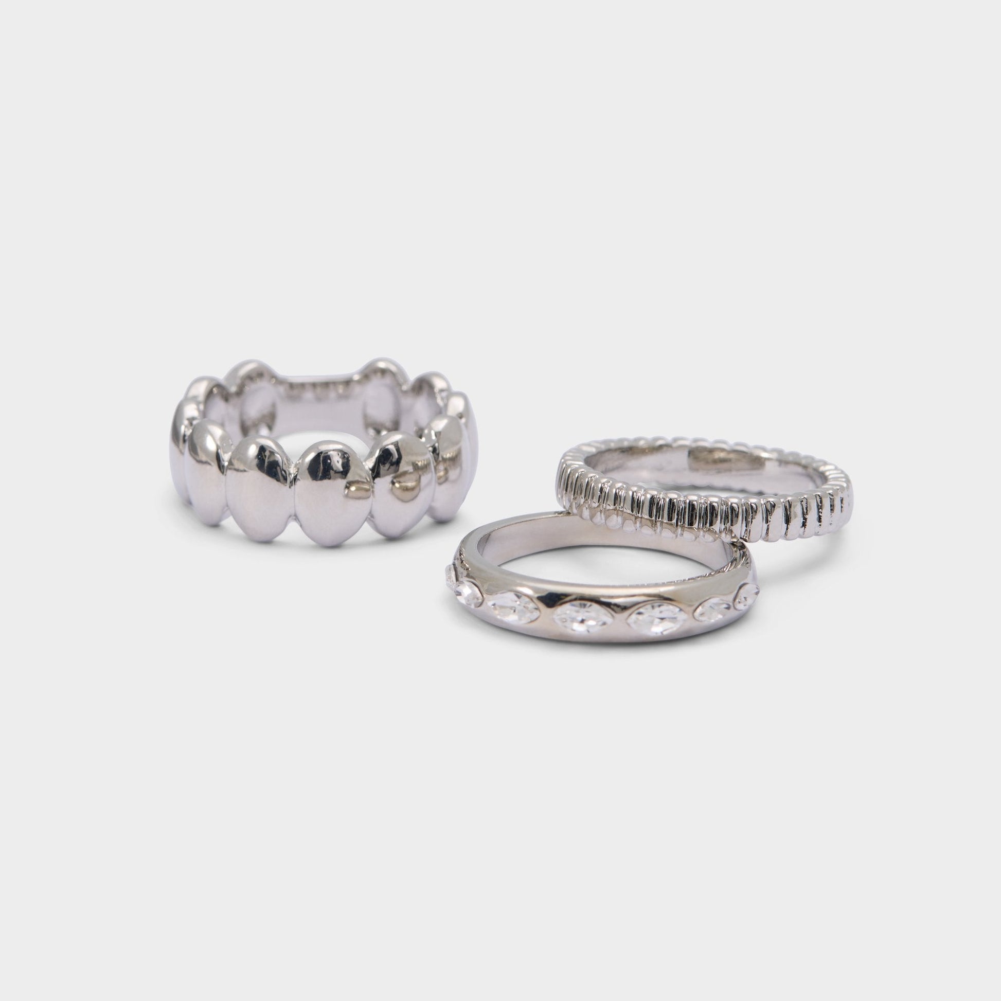 Bublle in Silver Clear Multi - Stackable rings - Silver/clear multi