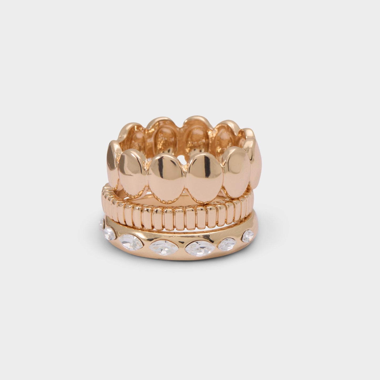 Bublle in Gold Clear Multi - Stackable rings - Gold/clear multi