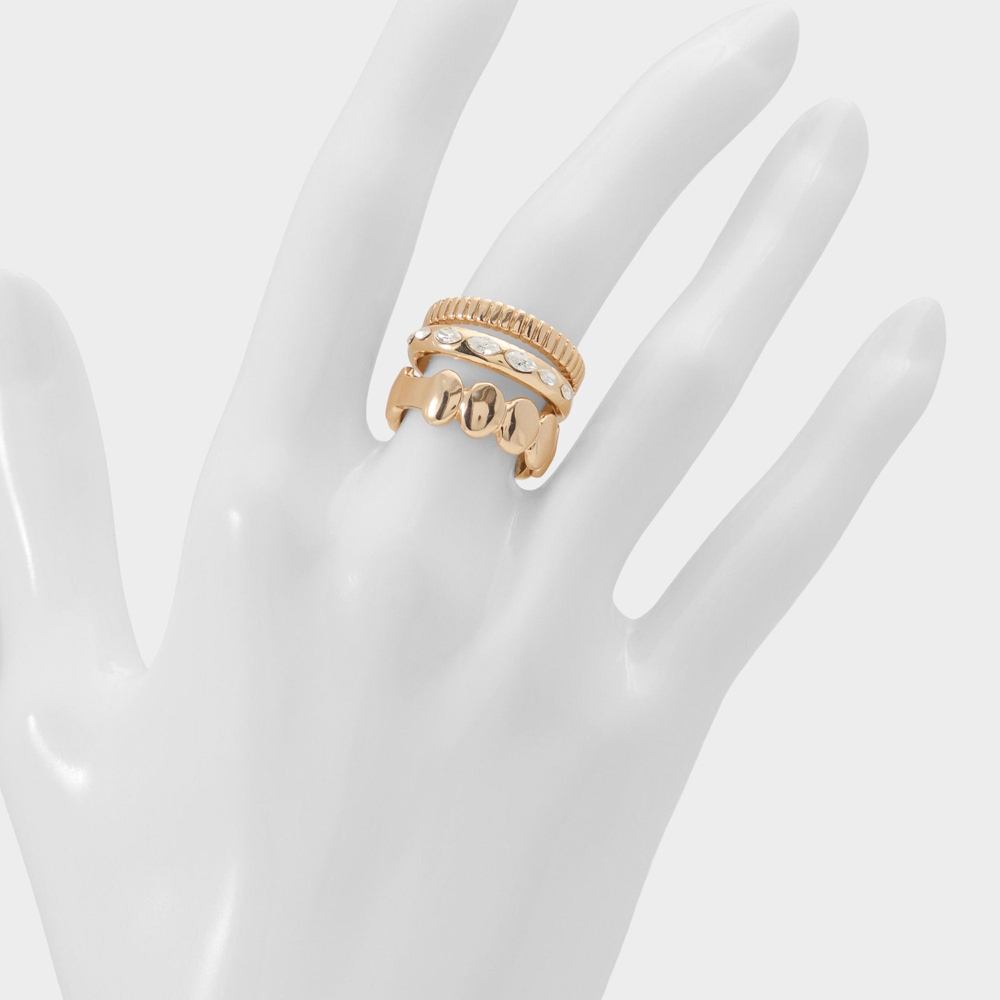 Bublle in Gold Clear Multi - Stackable rings - Gold/clear multi