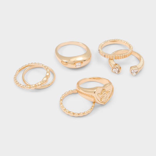 Anngellica in Gold Clear Multi - Multi-finger rings - Gold/Clear Multi