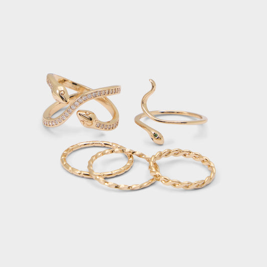 Blancan Gold/Clear Multi Women's Rings - Multi finger rings - Gold/Clear Multi