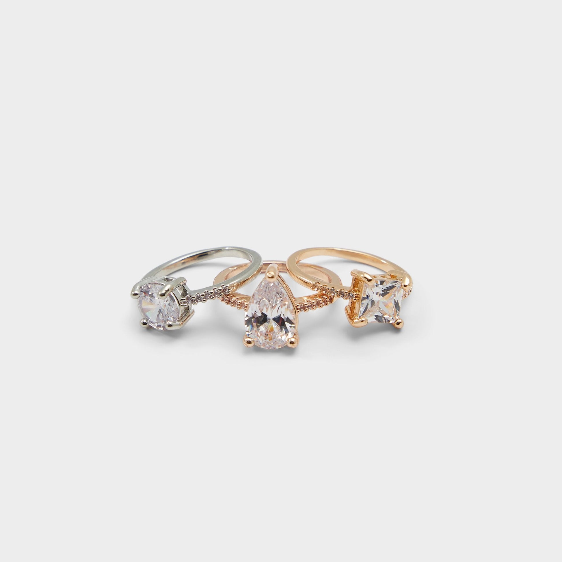 Alabridar Metallic Multi Women's Cubic Zirconia - Stackable rings - Metallic Multi