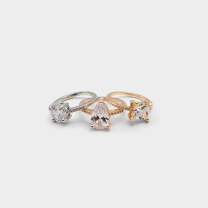 Alabridar Metallic Multi Women's Cubic Zirconia - Stackable rings - Metallic Multi