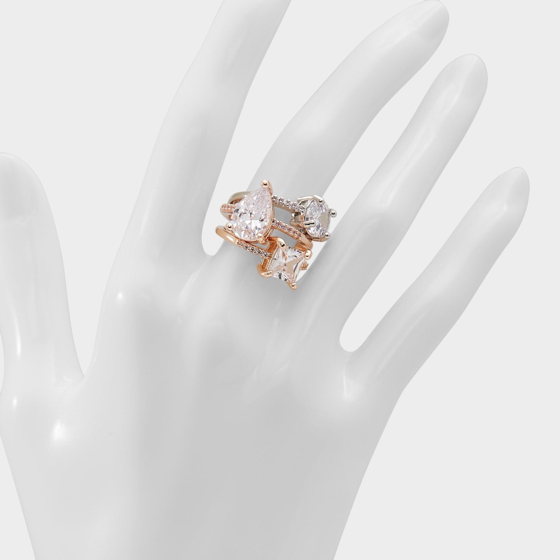 Alabridar Metallic Multi Women's Cubic Zirconia - Stackable rings - Metallic Multi