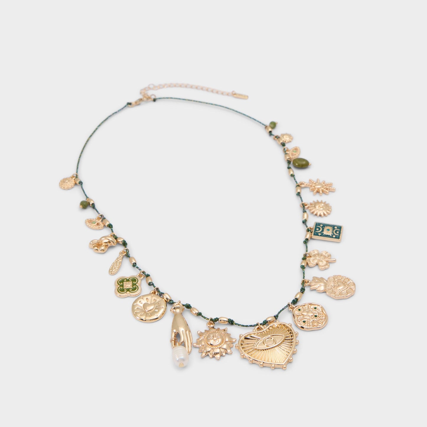 Bohemian in Dark Green - Charm necklace - Dark green