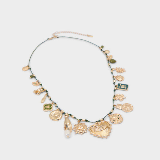 Bohemian in Dark Green - Charm necklace - Dark green
