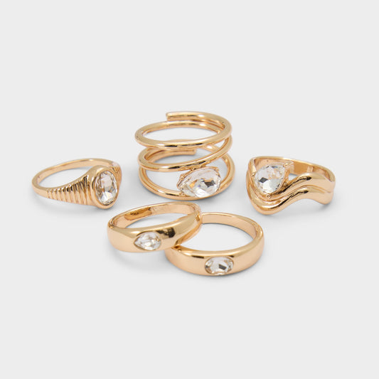 Abyweth in Gold Clear Multi - Multi finger rings - Gold/Clear Multi