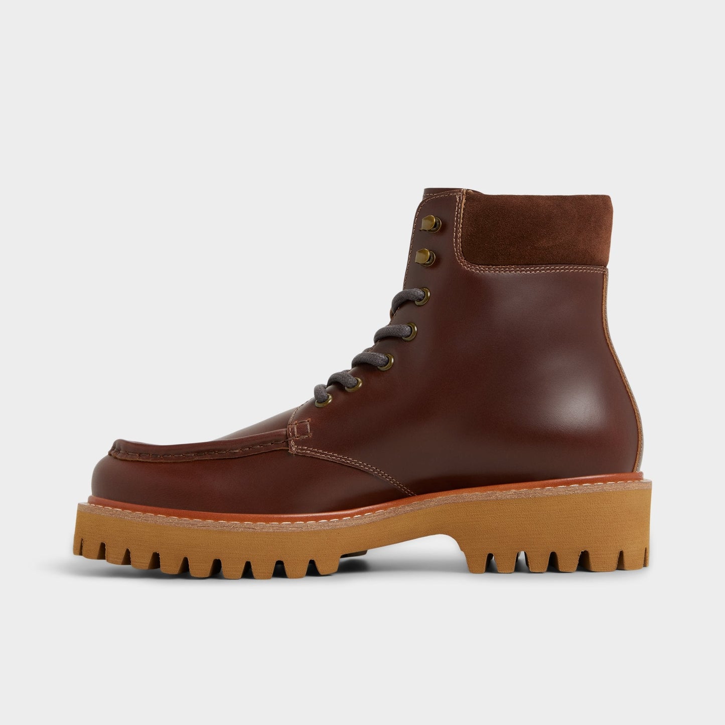 Grier in Medium Brown - Combat boot, Lug sole - Medium brown