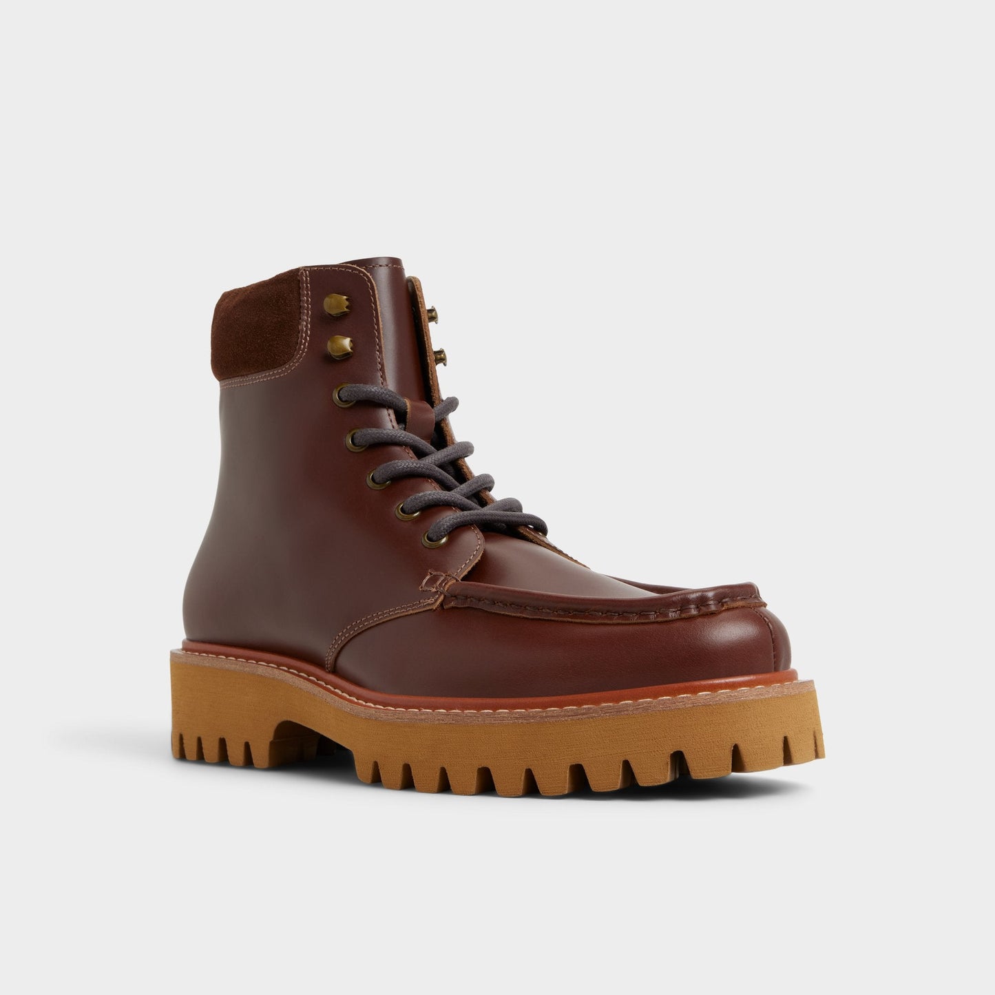 Grier in Medium Brown - Combat boot, Lug sole - Medium brown