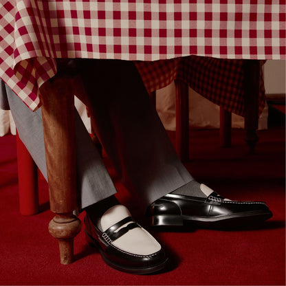Kieran Black/White Men's Dress Shoes - Loafer - Black/white