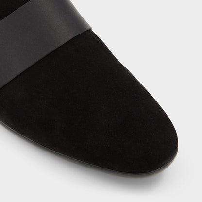 Asaria Open Black Leather Suede Men's Loafers & Slip-Ons - Loafer - Open Black