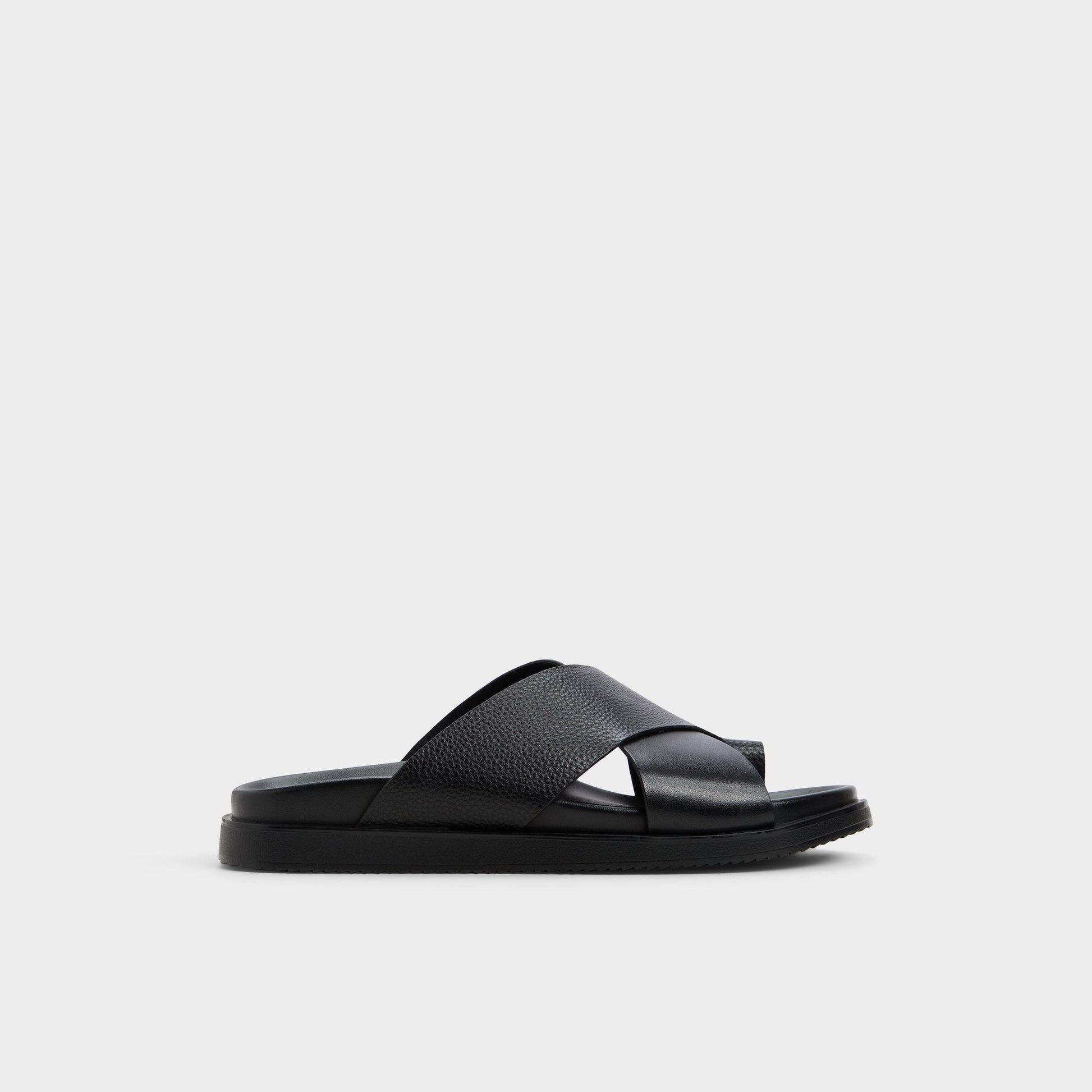 Darley Black Men's Sandals & Slides - Strappy flat sandal - Black