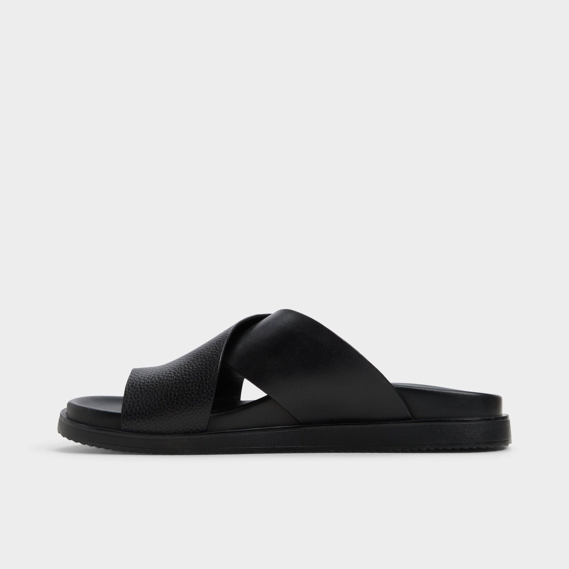 Darley Black Men's Sandals & Slides - Strappy flat sandal - Black