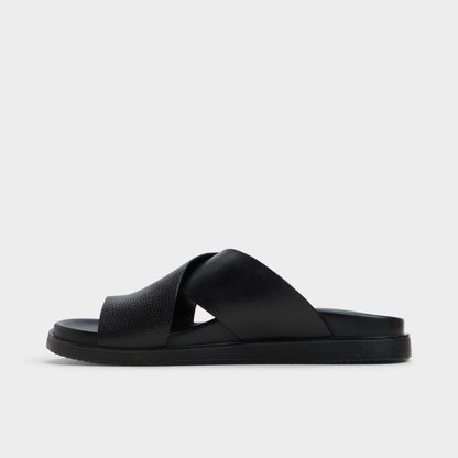 Darley Black Men's Sandals & Slides - Strappy flat sandal - Black