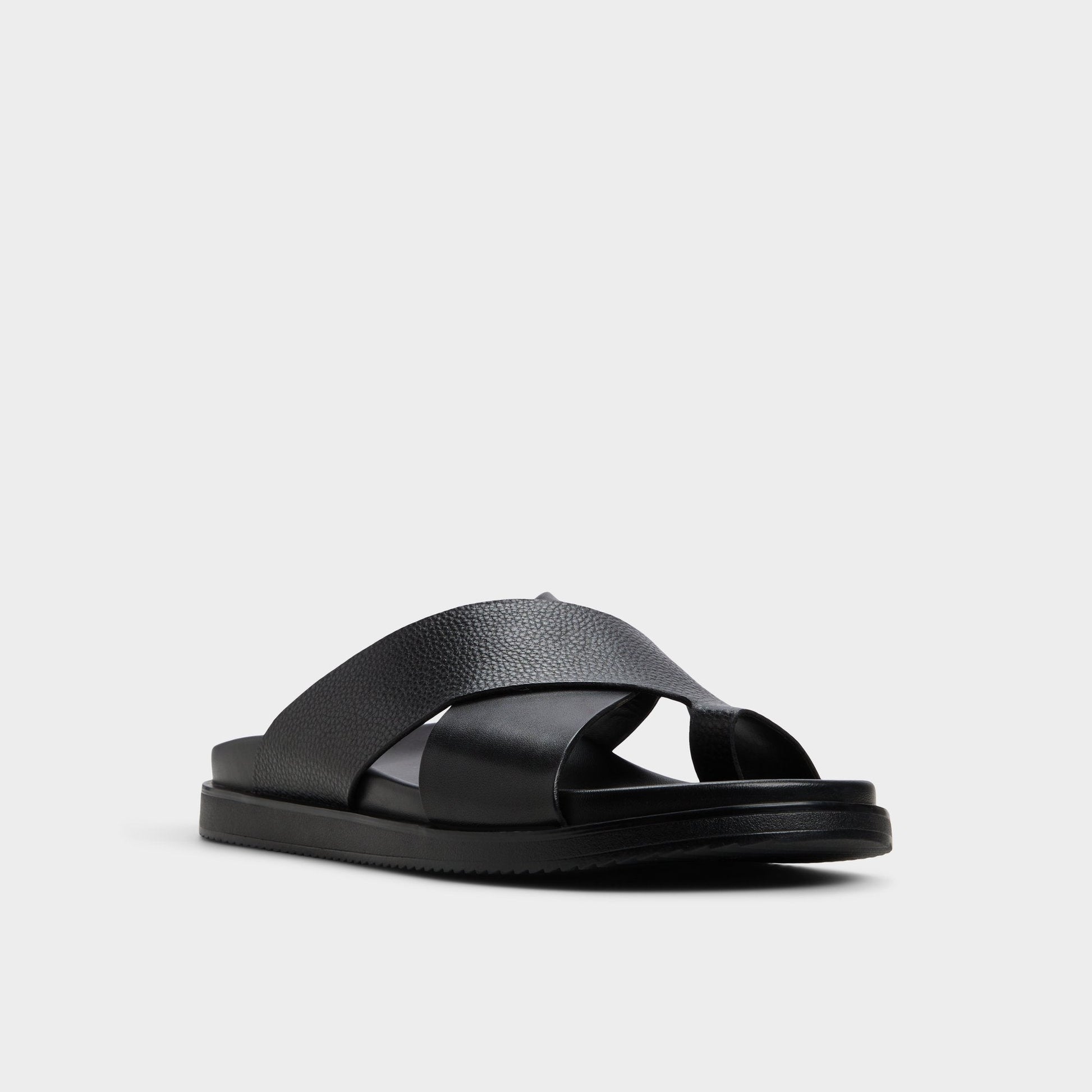 Darley Black Men's Sandals & Slides - Strappy flat sandal - Black