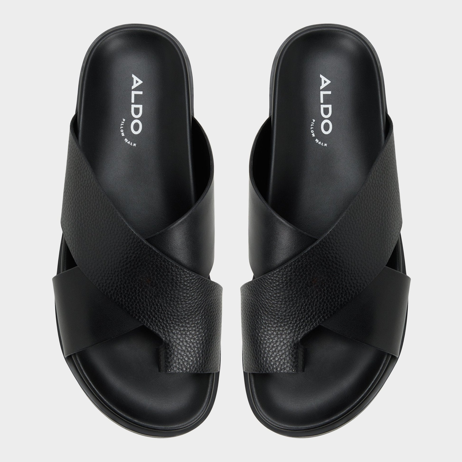 Darley Black Men's Sandals & Slides - Strappy flat sandal - Black