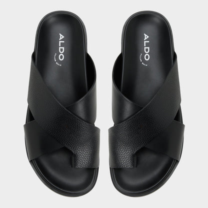 Darley Black Men's Sandals & Slides - Strappy flat sandal - Black