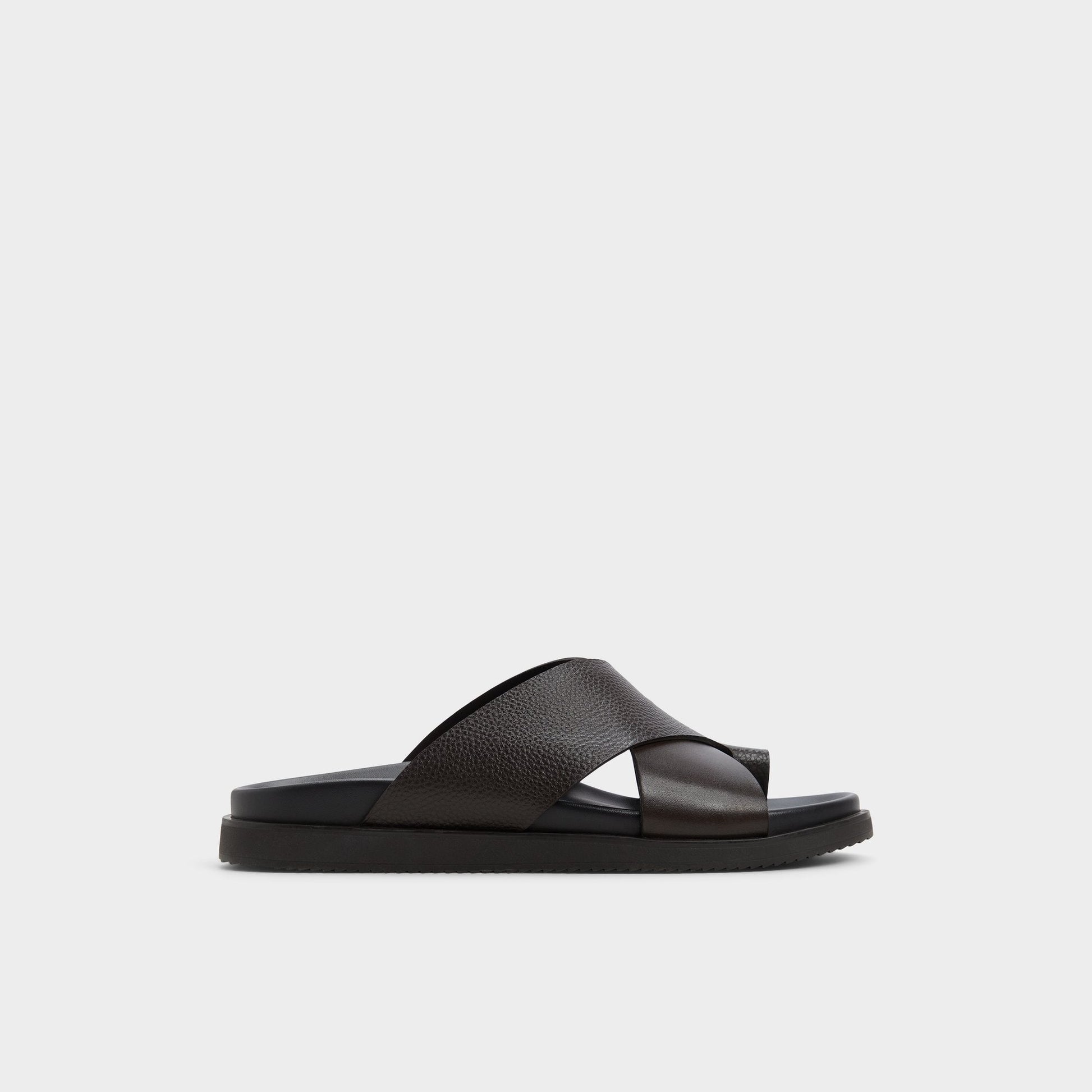 Darley Dark Brown Men's Sandals & Slides - Strappy flat sandal - Dark brown