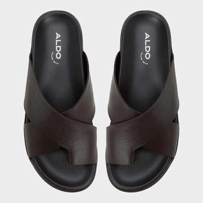 Darley Dark Brown Men's Sandals & Slides - Strappy flat sandal - Dark brown