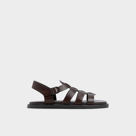 Warley Dark Brown Men's Sandals & Slides - Strappy flat sandal - Dark Brown