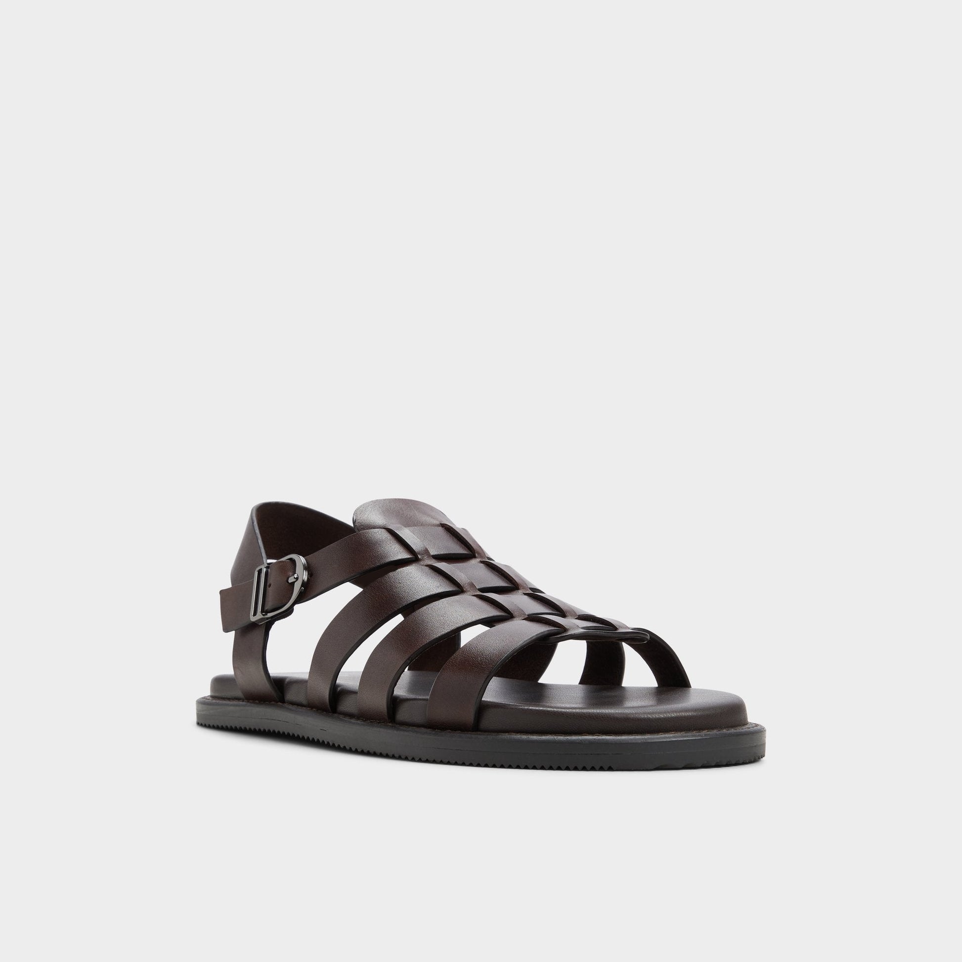 Warley Dark Brown Men's Sandals & Slides - Strappy flat sandal - Dark Brown