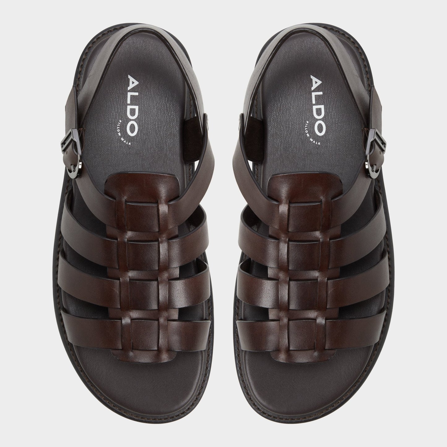 Warley Dark Brown Men's Sandals & Slides - Strappy flat sandal - Dark Brown