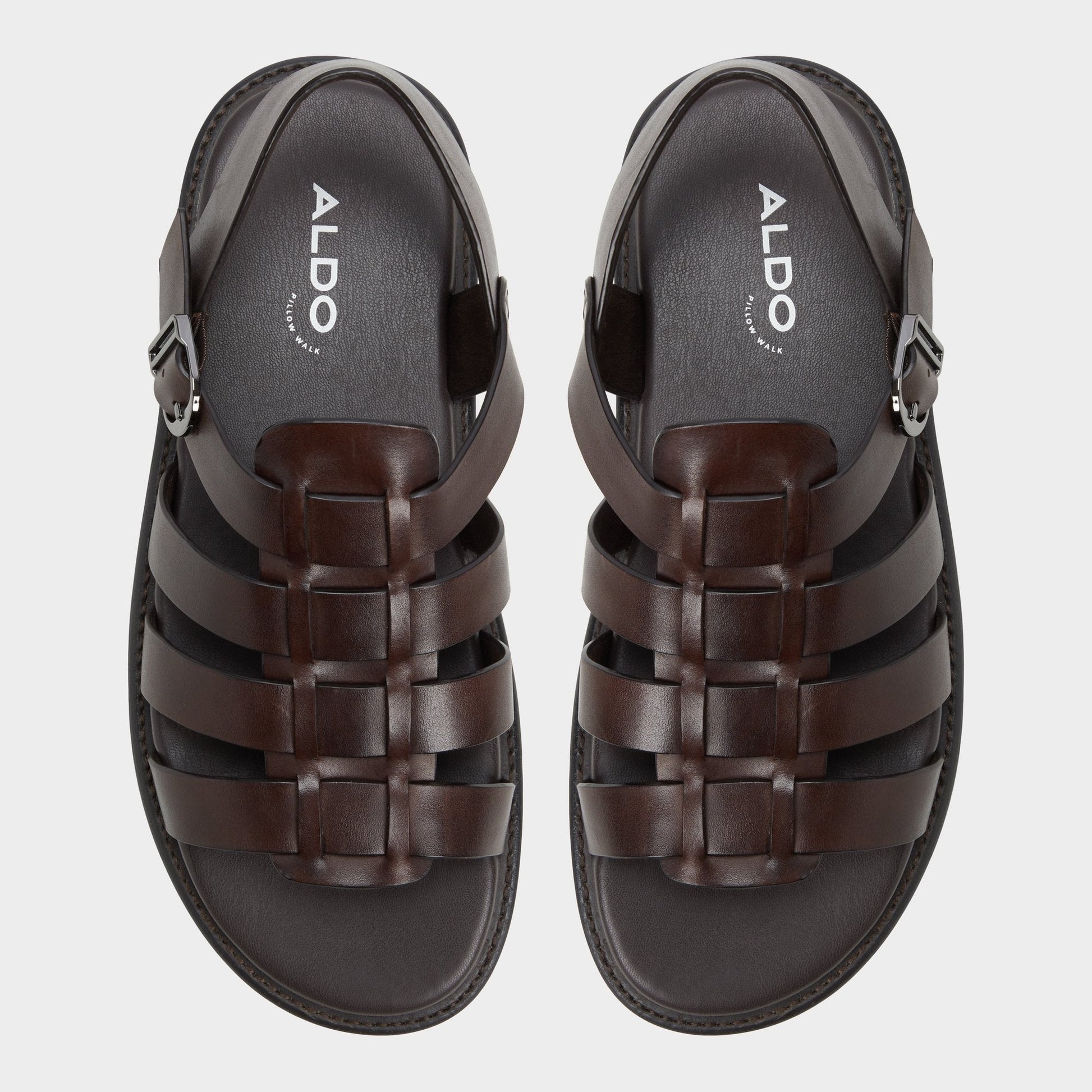 Warley Dark Brown Men's Sandals & Slides - Strappy flat sandal - Dark Brown