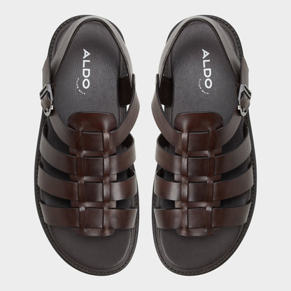 Warley Dark Brown Men's Sandals & Slides - Strappy flat sandal - Dark Brown
