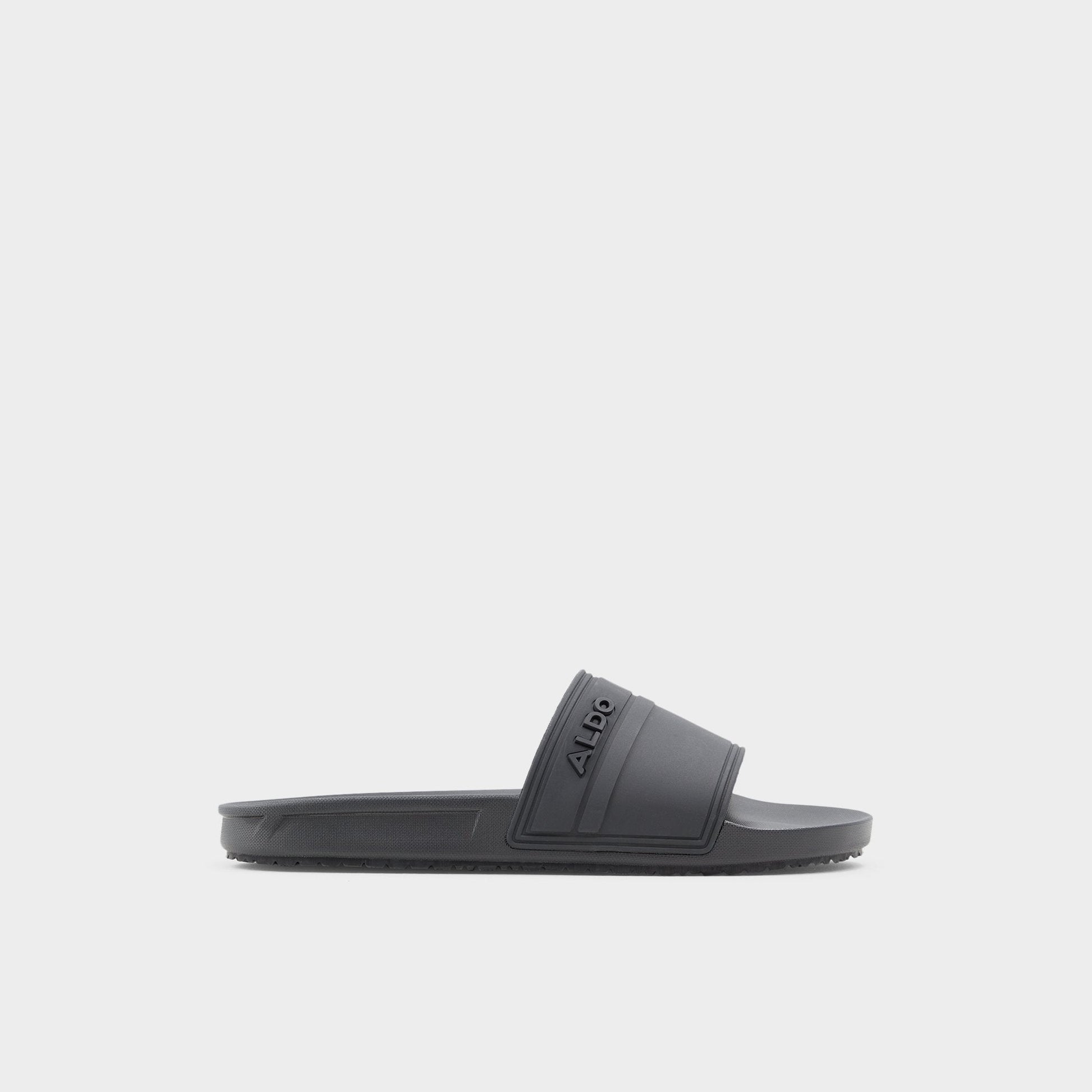 Dinmore Black Synthetic Rubber Men's Slides - Slide sandal - Black