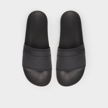 Dinmore Black Synthetic Rubber Men's Slides - Slide sandal - Black
