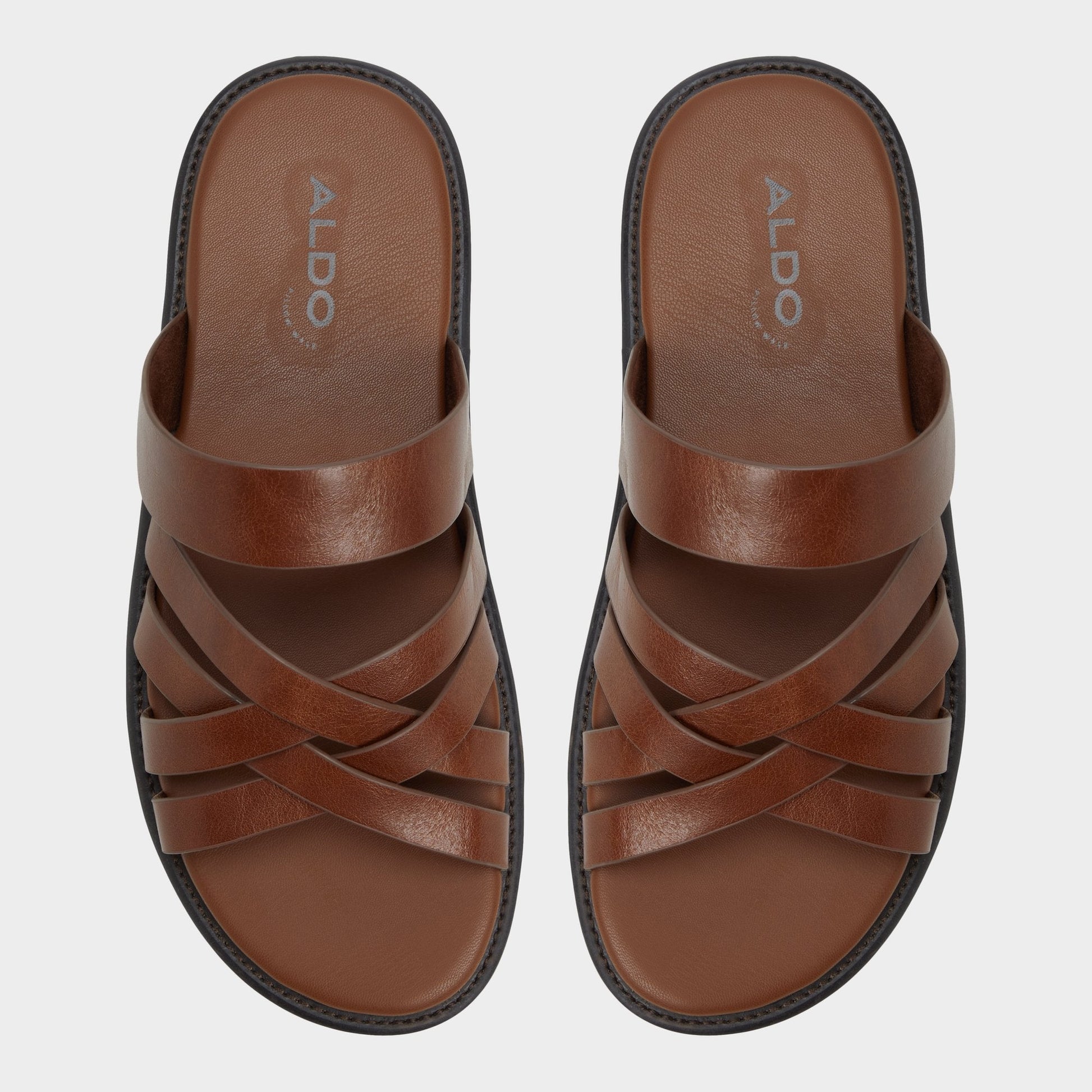 Haniff Cognac Men's Sandals & Slides - Strappy flat sandal - Cognac