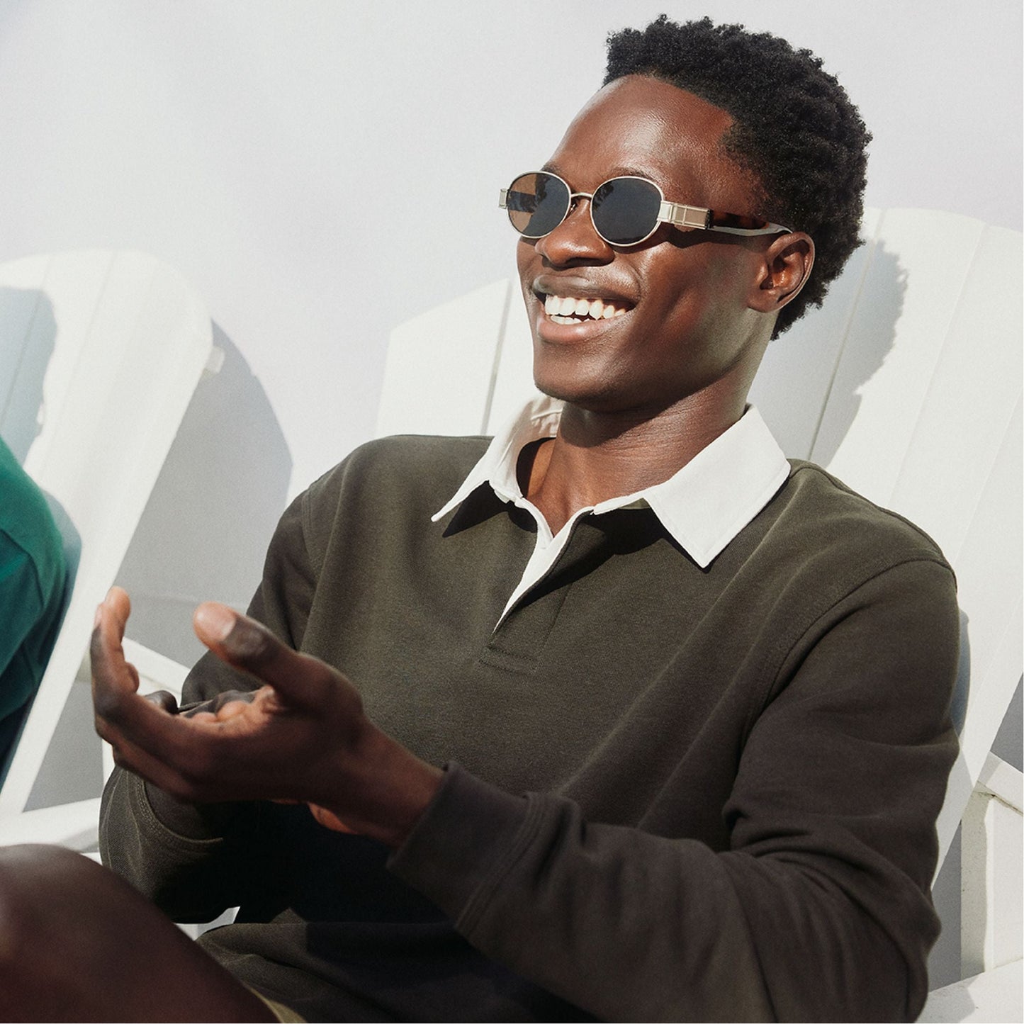 Sunniesclubx Gold Men's Round - Round sunglasses - Gold