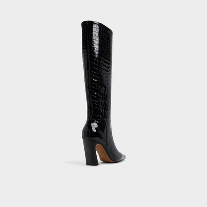 Vivienna in Black - Knee-high boot, Block heel - Black