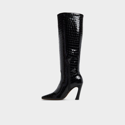 Vivienna in Black - Knee-high boot, Block heel - Black
