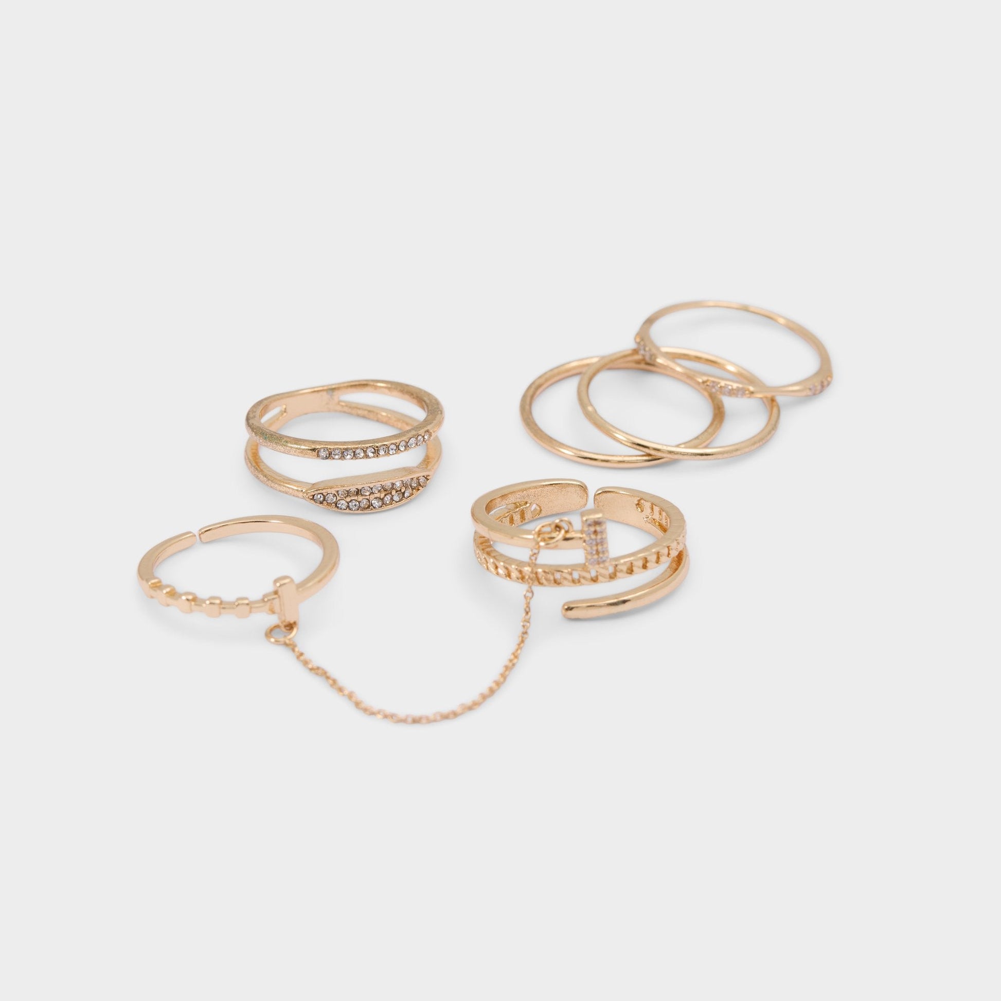 Ringsies in Gold Clear Multi - Multi finger rings - Gold/clear multi