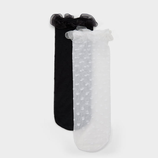 Polkafrill in Black White - Socks - Black/white