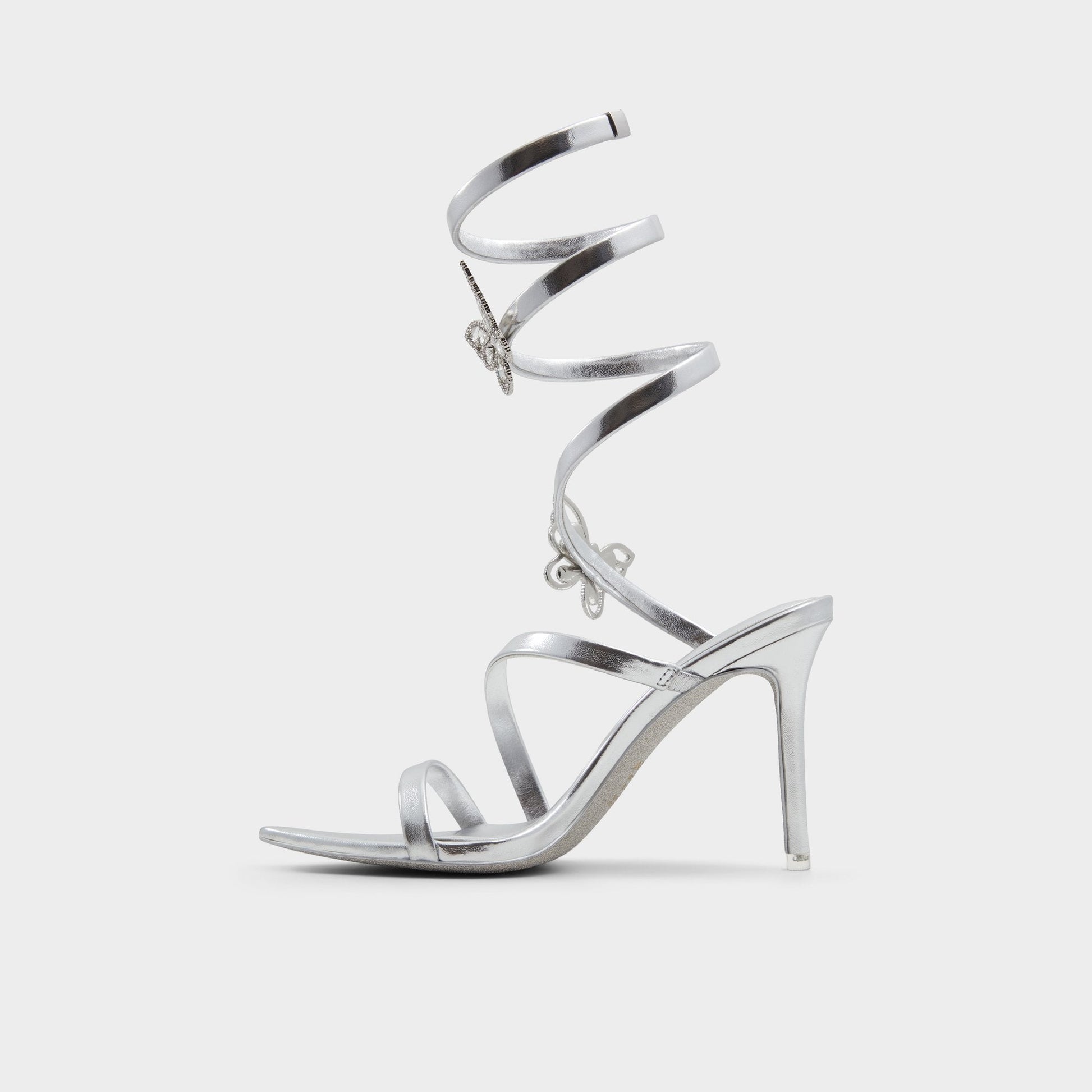 Ocia in Silver - Stiletto strappy sandal - Silver
