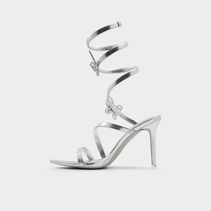 Ocia in Silver - Stiletto strappy sandal - Silver