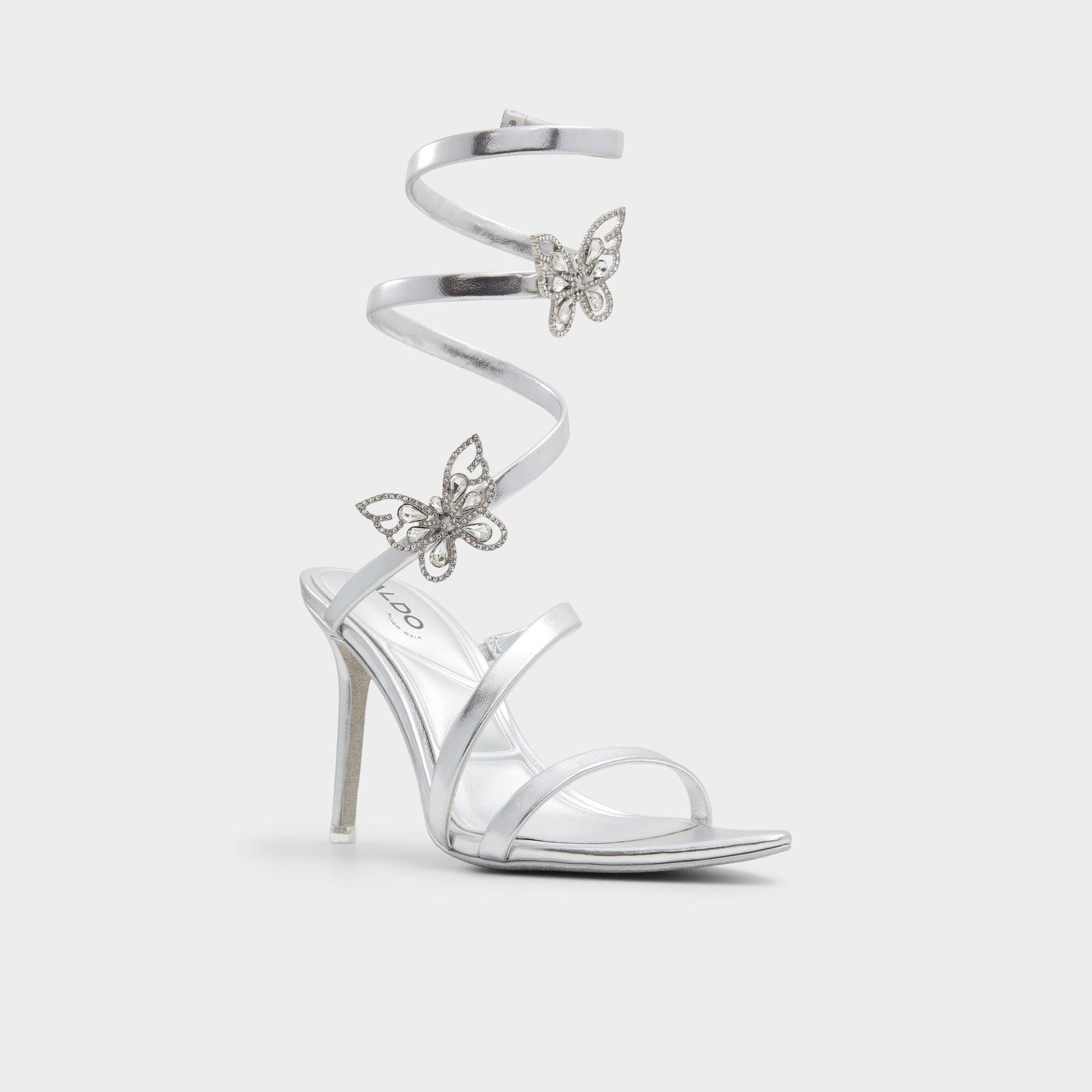Ocia in Silver - Stiletto strappy sandal - Silver