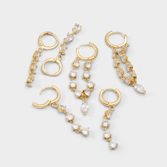 Colettee in Gold Clear Multi - Earring set - Gold/clear multi