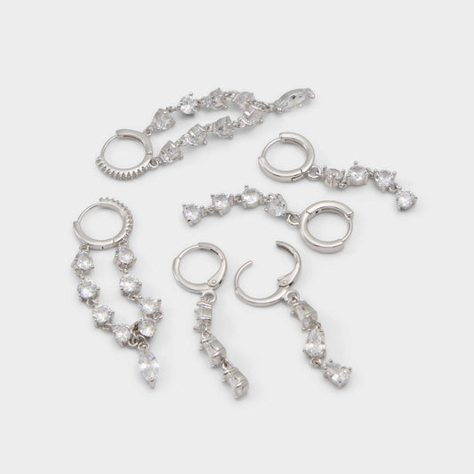 Colettee in Silver Clear Multi - Earring set - Silver/clear multi