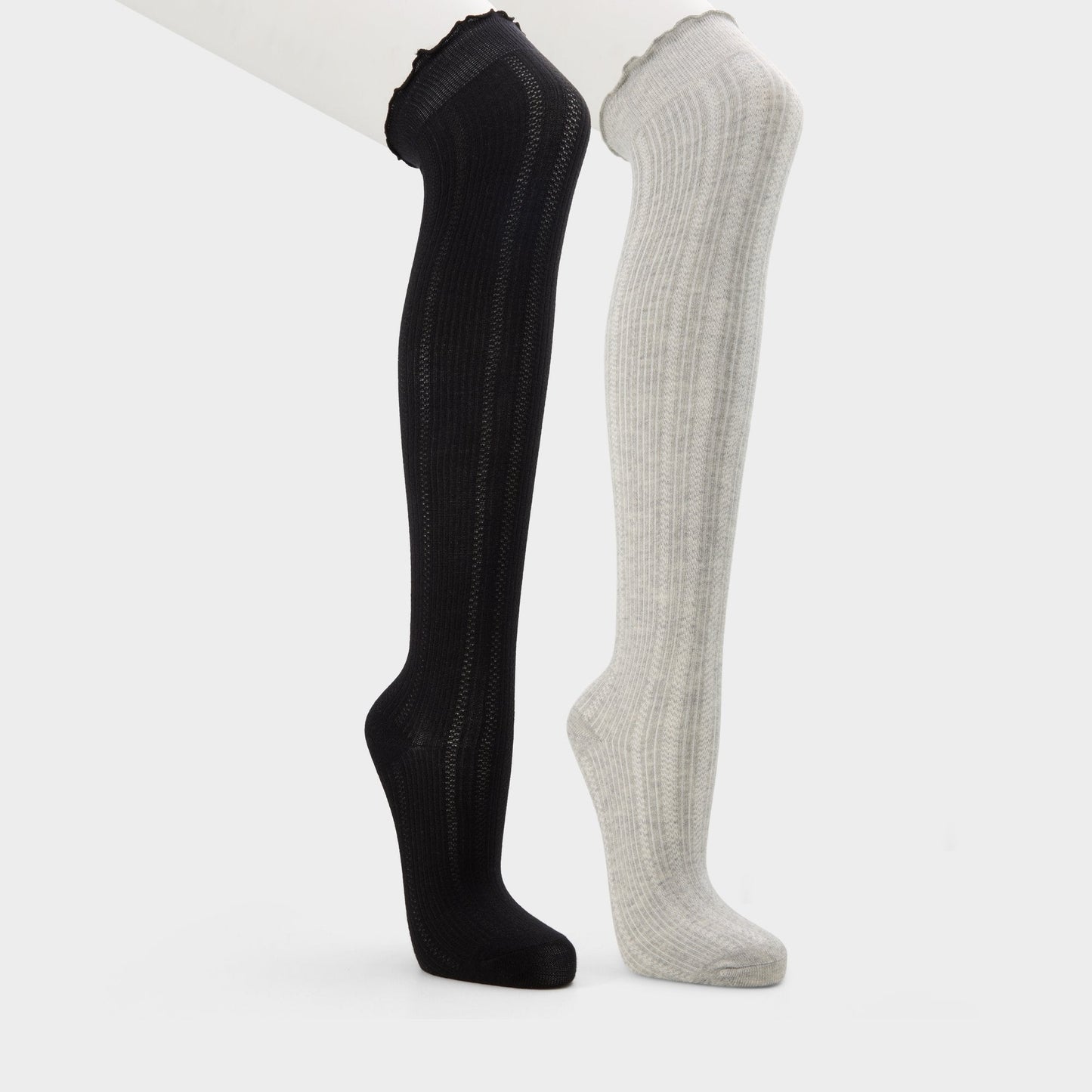 Frillie in Black White - Knee high socks - Black/white