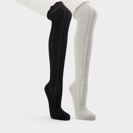 Frillie in Black White - Knee high socks - Black/white